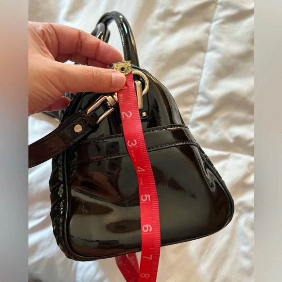 Cole Haan Patent Leather Suede Basketweave Black satchel Bag Purse - Picture 9 of 10